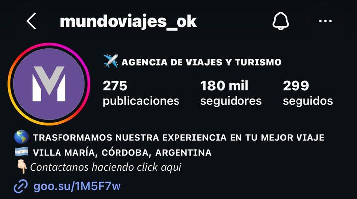 Mundo Viajes con 180 mil seguidores