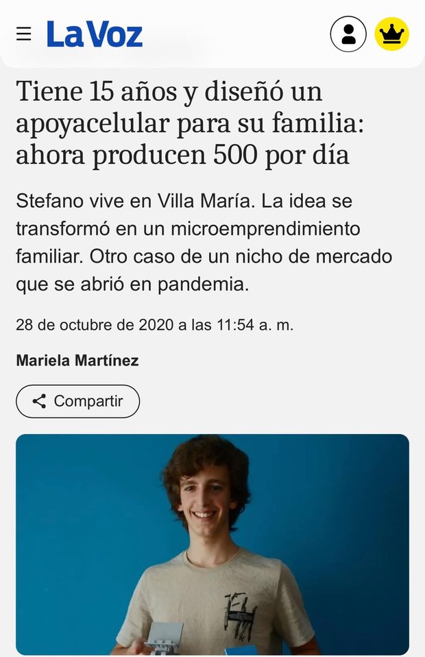 Nota de La Voz sobre Stefano Levrino