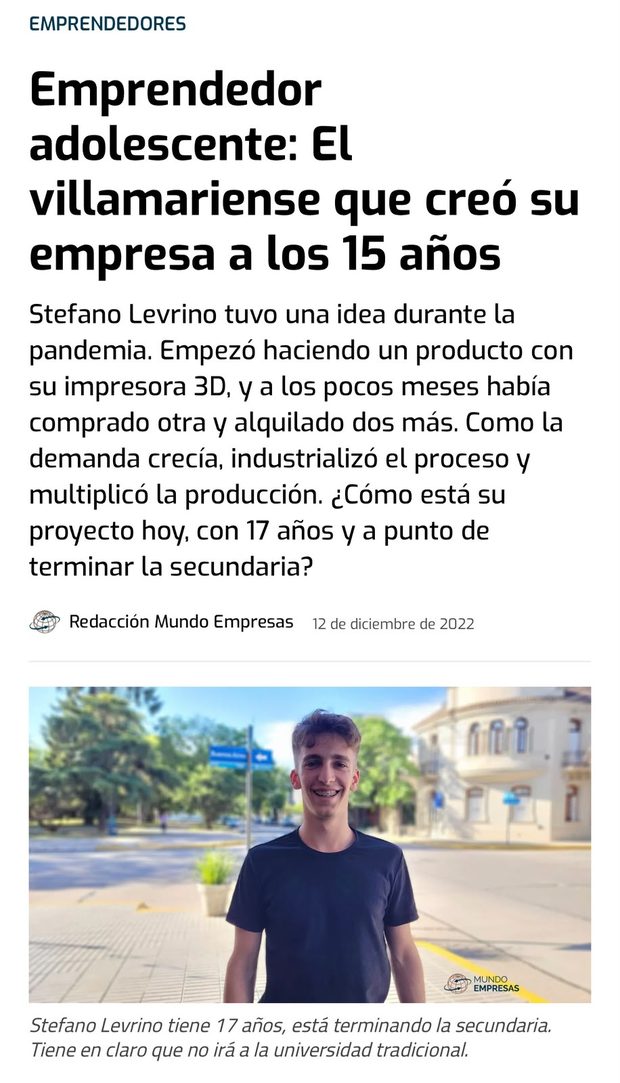 Nota de Mundo Empresas sobre Stefano Levrino